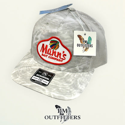 Mann's Bait Company Hat – PM Outfitters Retro Patch | Richardson 112 Mossy Oak Bonefish Camo