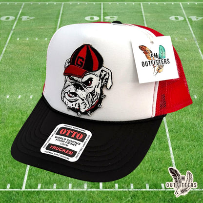 PM Outfitters Georgia Bulldogs retro G-cap patch Otto foam front rope red black white trucker hat