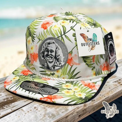 Jimmy Buffett Embroidered Patch Hat – Pitbull Cambridge PB309 Cream Floral Rope Unstructured | PM Outfitters