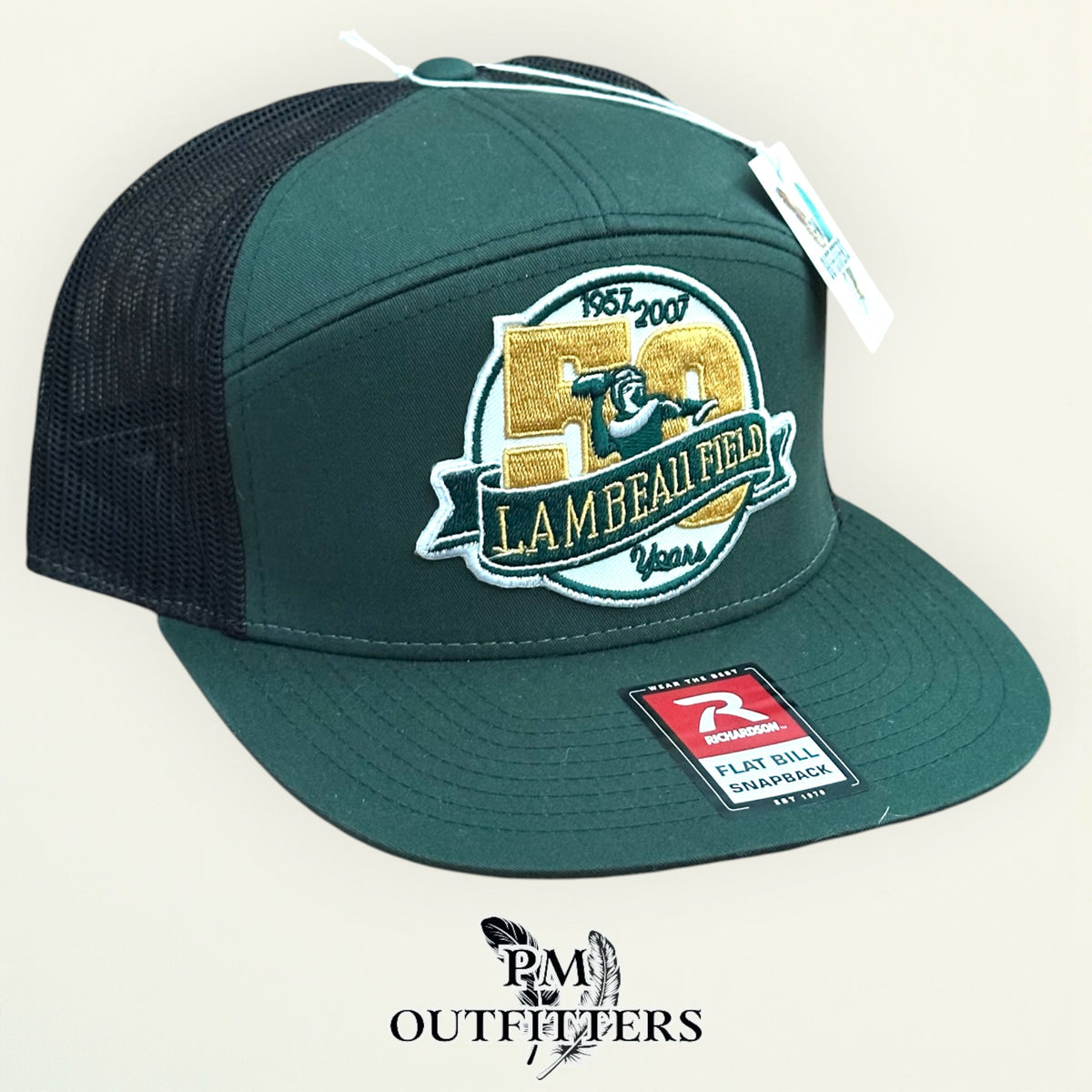 Green Bay Packers trucker hat profile view green flat bill Lambeau patch