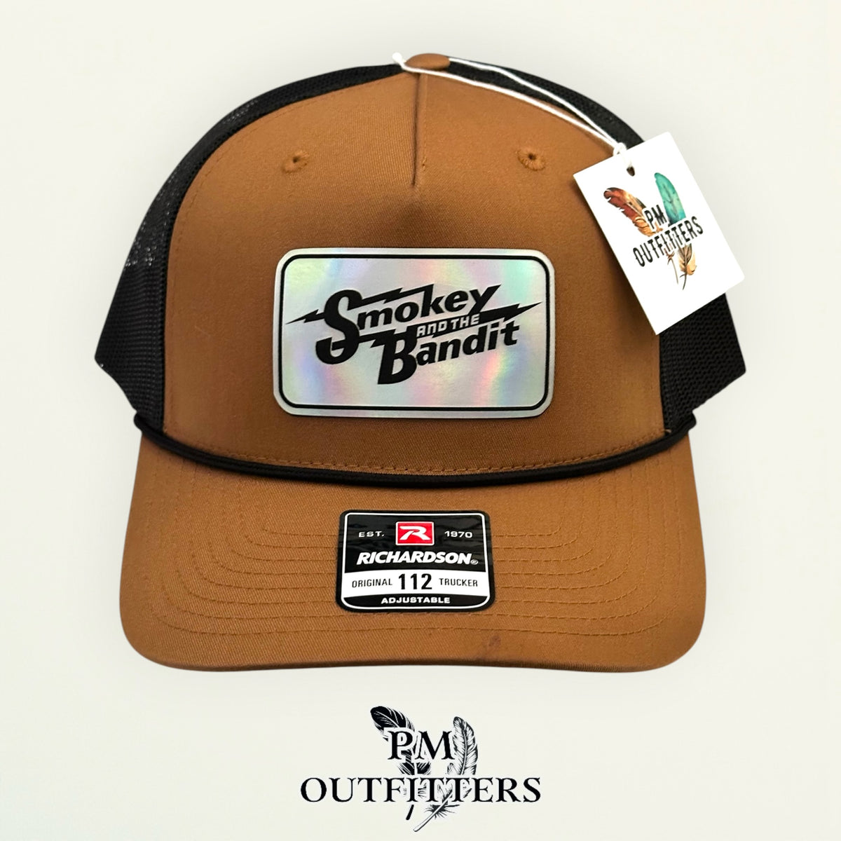 Smokey and the Bandit patch detail lightning bolt script holographic trucker hat