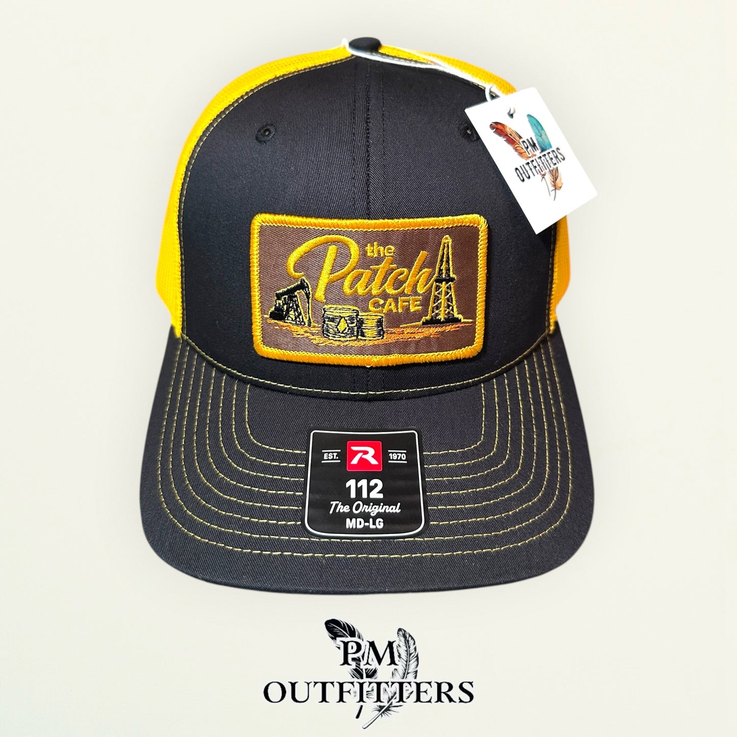 The Patch Cafe Hat | Richardson 112 Black & Gold | Oil Field Americana