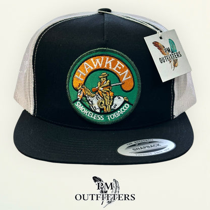 Hawken Smokeless Tobacco Hat | Yupoong 6006 Black & White Flatbill