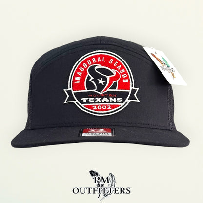 PM Outfitters Houston Texans Inaugural Season 2002 embroidered patch Richardson 168 black trucker hat