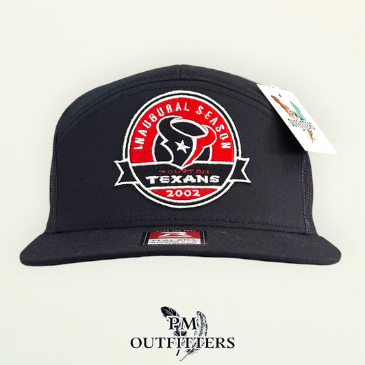 PM Outfitters Houston Texans Inaugural Season 2002 embroidered patch Richardson 168 black trucker hat
