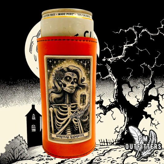 Spiritual Gangster Tarot Card Custom Design Leatherette Slim Can Koozie