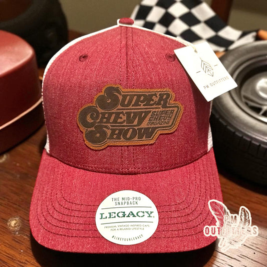 Retro Super Chevy Show Custom Design Leatherette Trucker Hat
