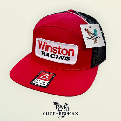 Winston Racing Retro Patch Hat | Richardson 168 Red & Black 7-Panel Flat Bill