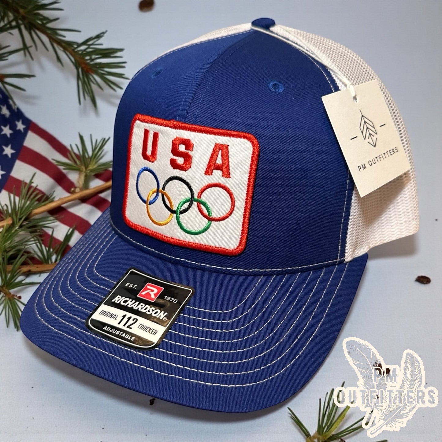 Vintage USA Olympics Trucker Hat - Royal Blue & White Richardson 112