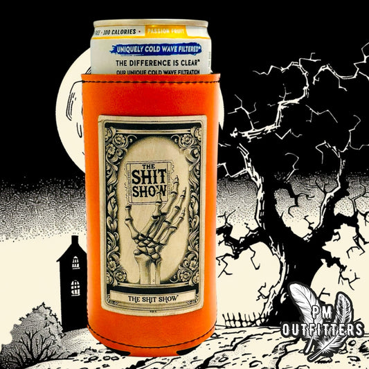 The Shit Show Tarot Card Custom Design Leatherette Slim Can Koozie