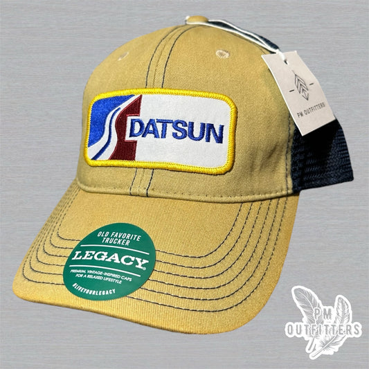 Vintage Datsun Trucker Hat - Tan & Navy Legacy Old Favorite