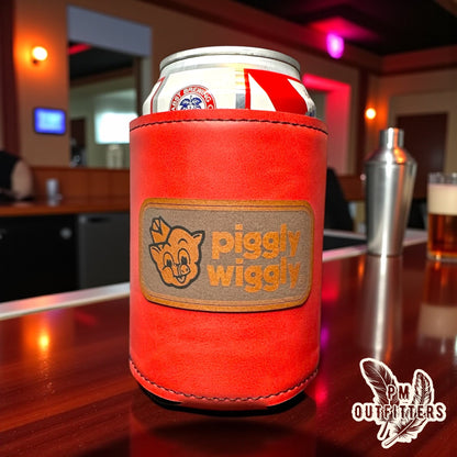 PM Outfitters Custom Laser Engraved Retro Piggly Wiggly Premium Leatherette Can Koozie