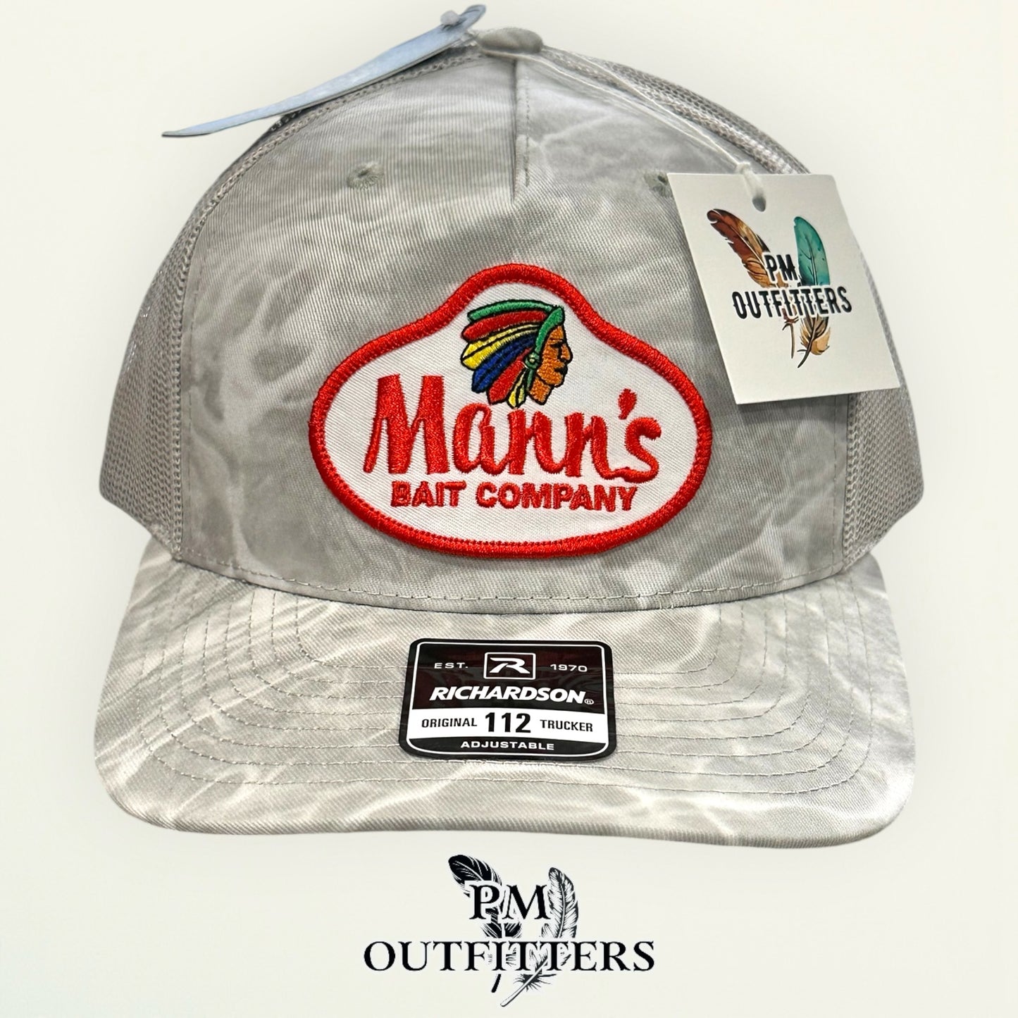 Mann's Bait Company Hat – PM Outfitters Retro Patch | Richardson 112 Mossy Oak Bonefish Camo
