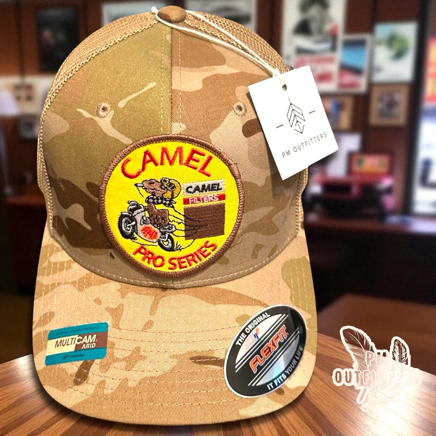 Retro Camel Pro Series FlexFit Camo Trucker Hat
