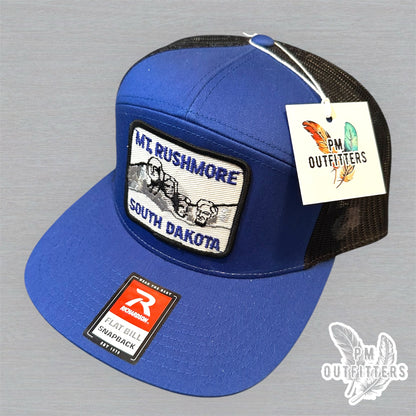 Vintage Mount Rushmore Patch Trucker Hat - Richardson 168 Blue Black