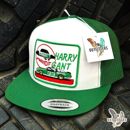 PM Outfitters Harry Gant Skoal Bandit Racing embroidered patch Yupoong 6006 green white trucker hat