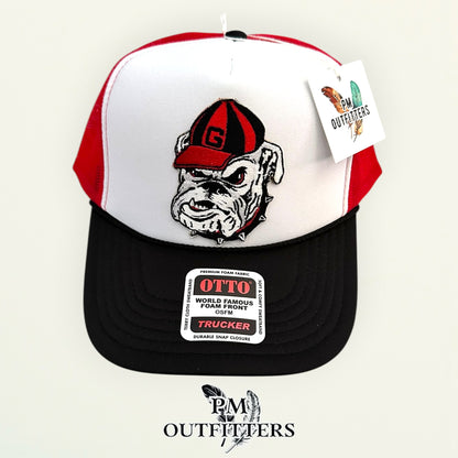 PM Outfitters Georgia Bulldogs retro G-cap patch Otto foam front rope red black white trucker hat