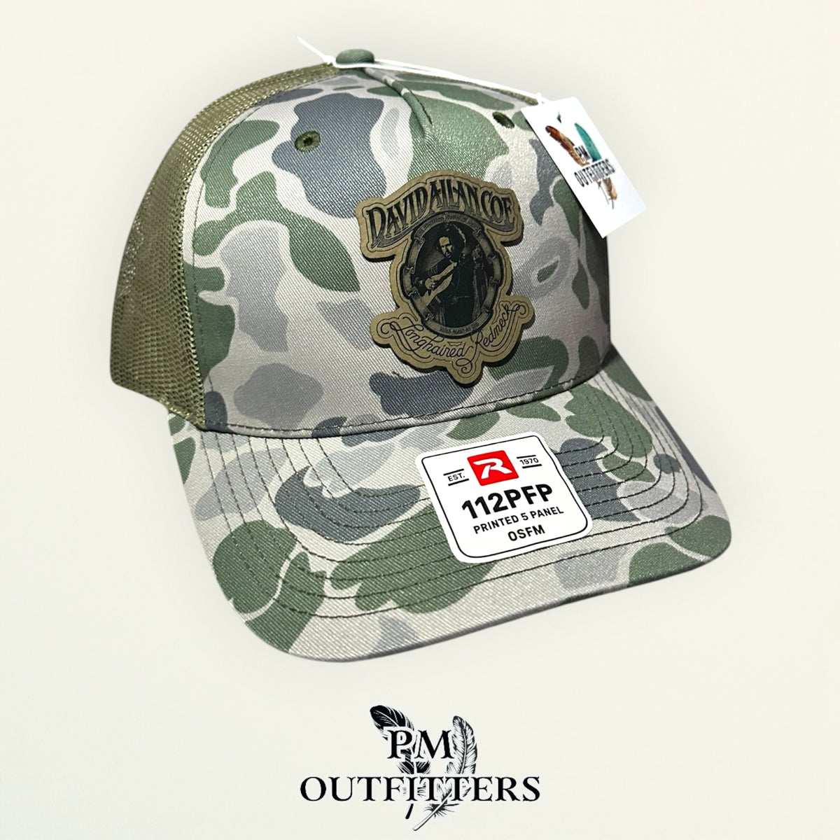 David Allan Coe trucker hat profile view Marsh Duck camo brim
