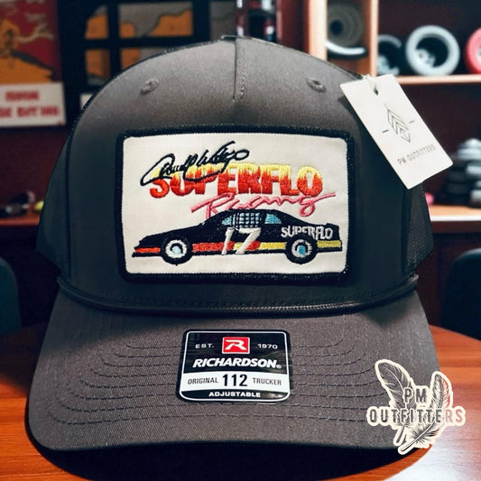 Vintage Darrell Waltrip Superflo 17 NASCAR Rope Trucker Hat