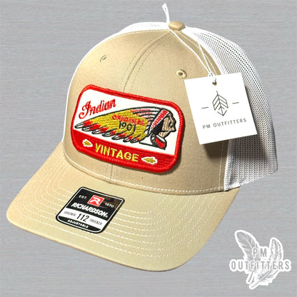 Indian Original Vintage Motorcycle Embroidered Patch Richardson 112 Trucker Hat