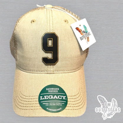Drew Brees #9 Hall of Fame Hat - PM Outfitters Laser Engraved | Legacy Trucker Tan Saints