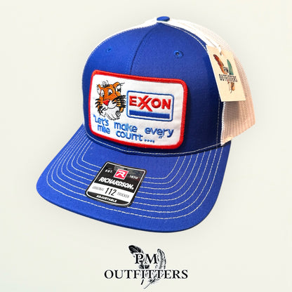 Exxon Tiger Trucker Hat - PM Outfitters Retro Patch | Richardson 112 Royal Blue White