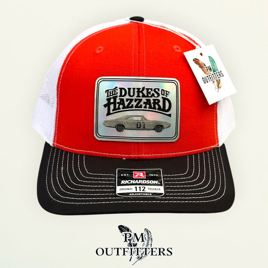 Dukes of Hazzard patch detail General Lee car holographic trucker hat