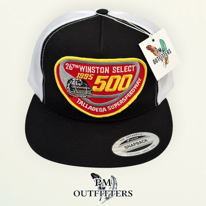 PM Outfitters vintage 1995 NASCAR Winston Talladega 500 authentic vintage patch Yupoong 6006 black white