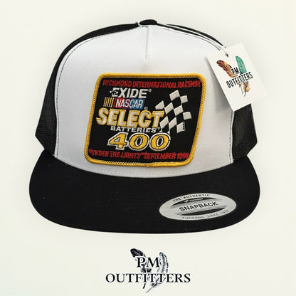 PM Outfitters vintage 1998 NASCAR Exide Richmond 400 authentic vintage patch Yupoong 6006 white black