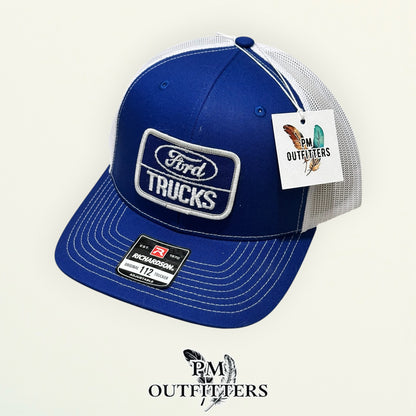 Ford Trucks True Vintage Patch Trucker Hat – PM Outfitters | Richardson 112 Royal Blue White Authentic Automotive Heritage