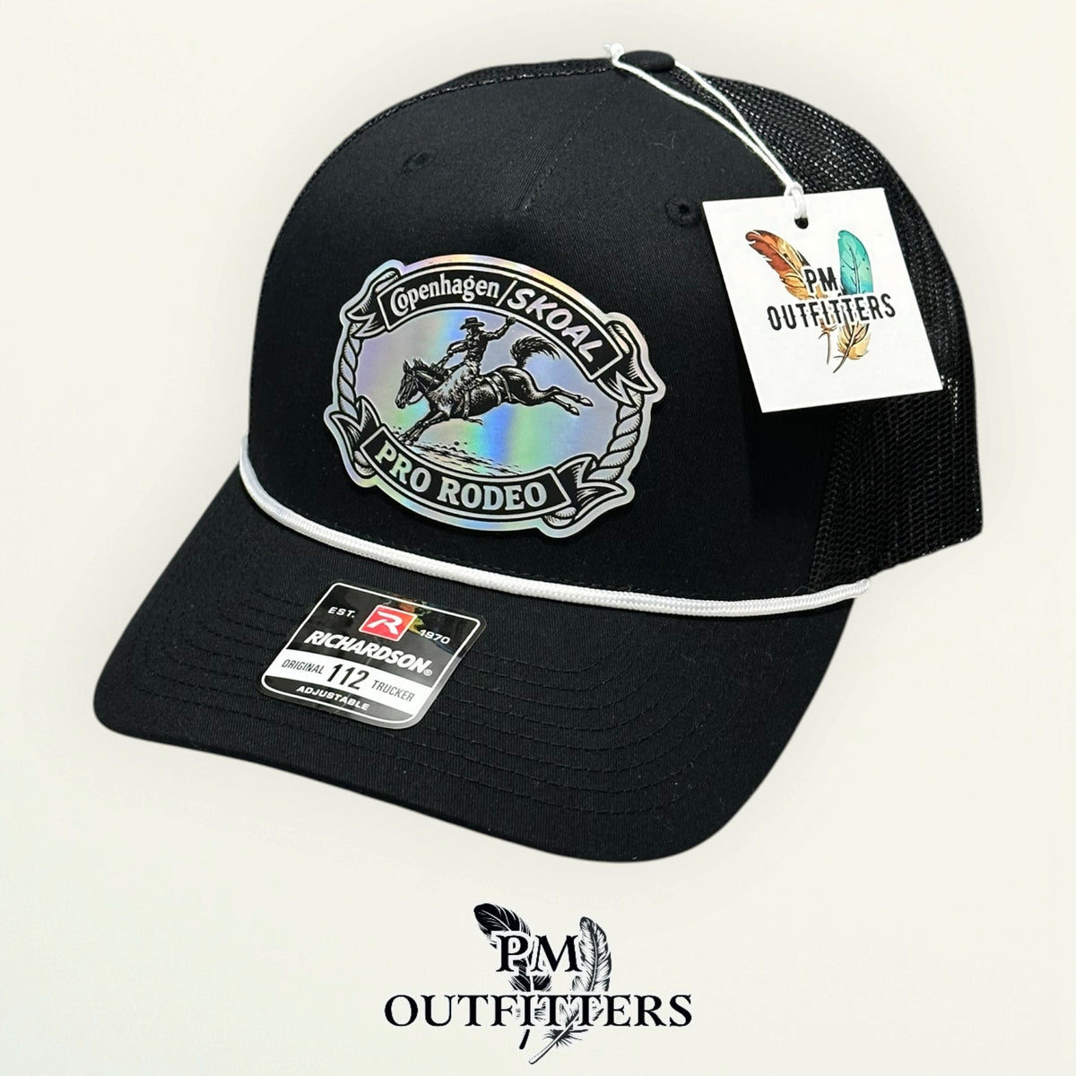 Copenhagen Skoal Pro Rodeo trucker hat black mesh back Richardson 112 rope