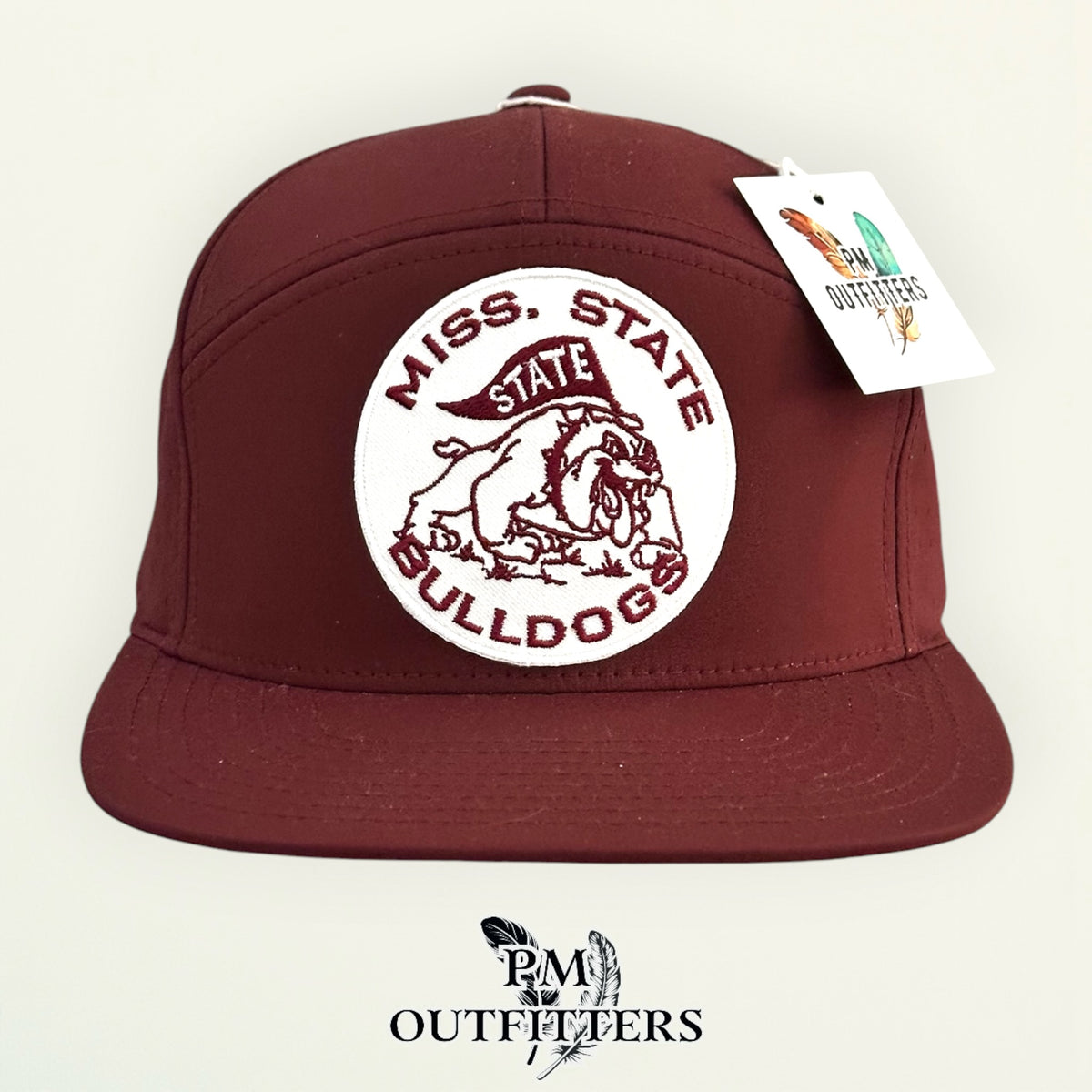 PM Outfitters Mississippi State vintage Bulldogs embroidered patch Richardson 169 maroon performance cap