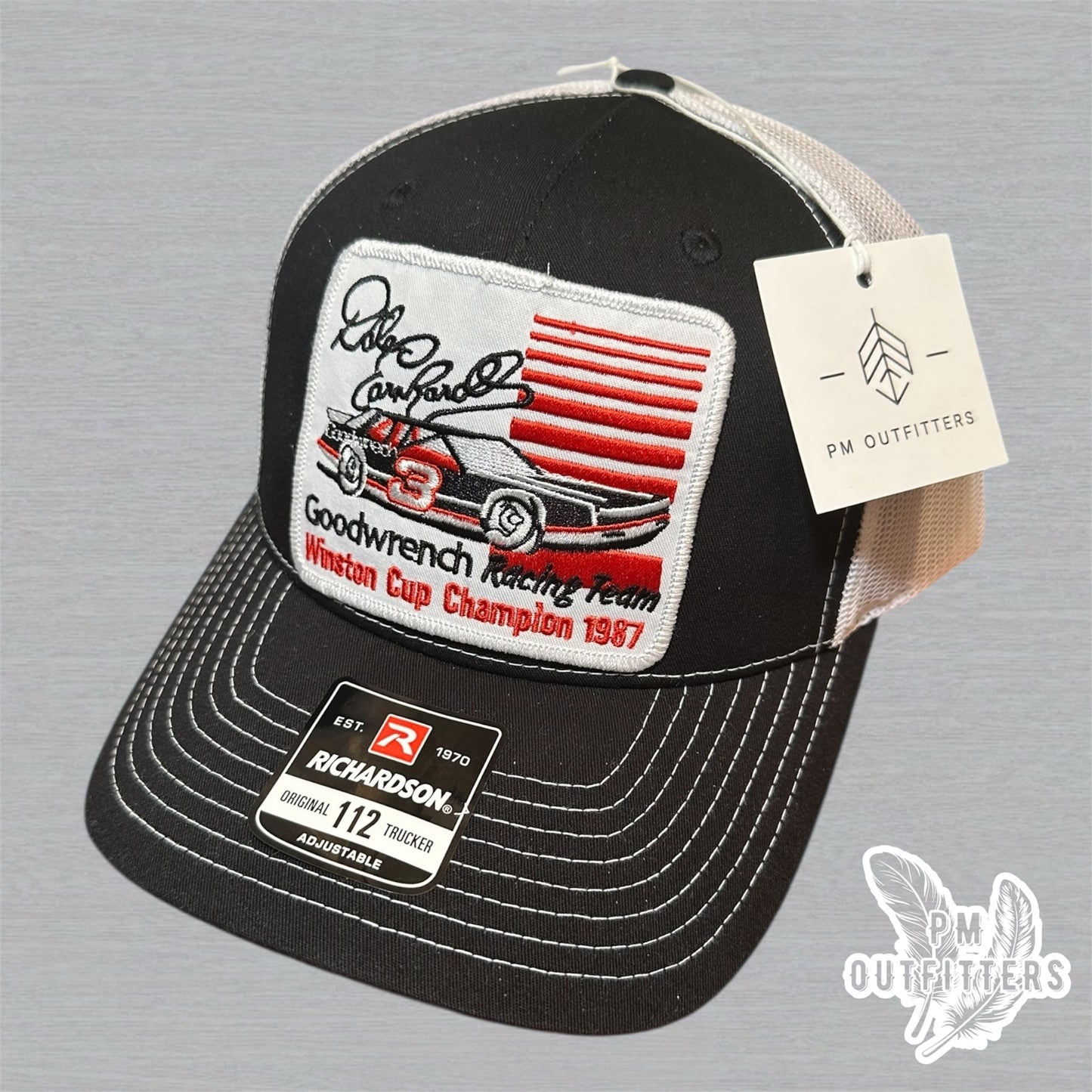 Dale Earnhardt 1987 Winston Cup Champion Trucker Hat - PM Outfitters Vintage Patch | Richardson 112 Black White