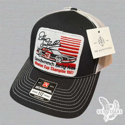 Dale Earnhardt 1987 Winston Cup Champion Trucker Hat - PM Outfitters Vintage Patch | Richardson 112 Black White