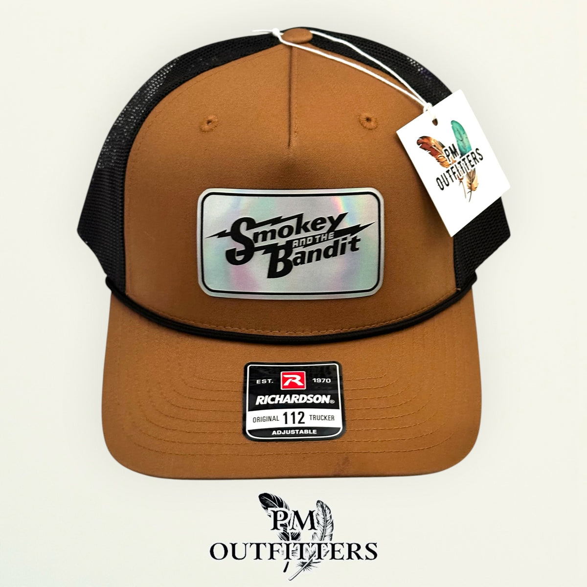 Smokey and the Bandit trucker hat black mesh back rope trim Richardson 112