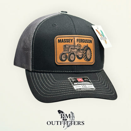 Massey Ferguson trucker hat profile view black front charcoal mesh
