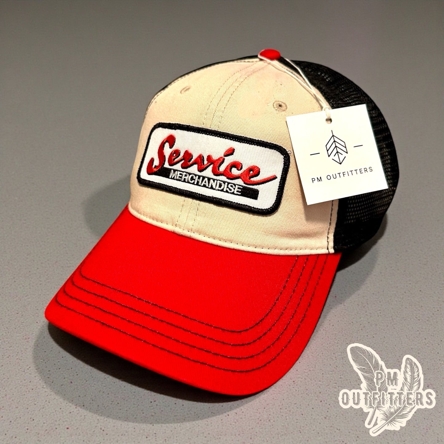Vintage Service Merchandise Trucker Hat - Red, Natural & Black Richardson 111