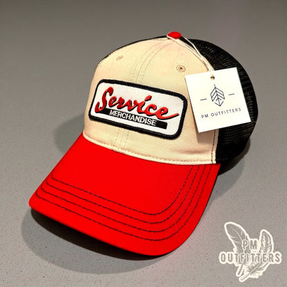 Vintage Service Merchandise Trucker Hat - Red, Natural & Black Richardson 111