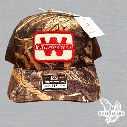 Winchester Firearms Vintage Patch Trucker Hat - Richardson 112 Mossy Oak Shadow Grass Camo