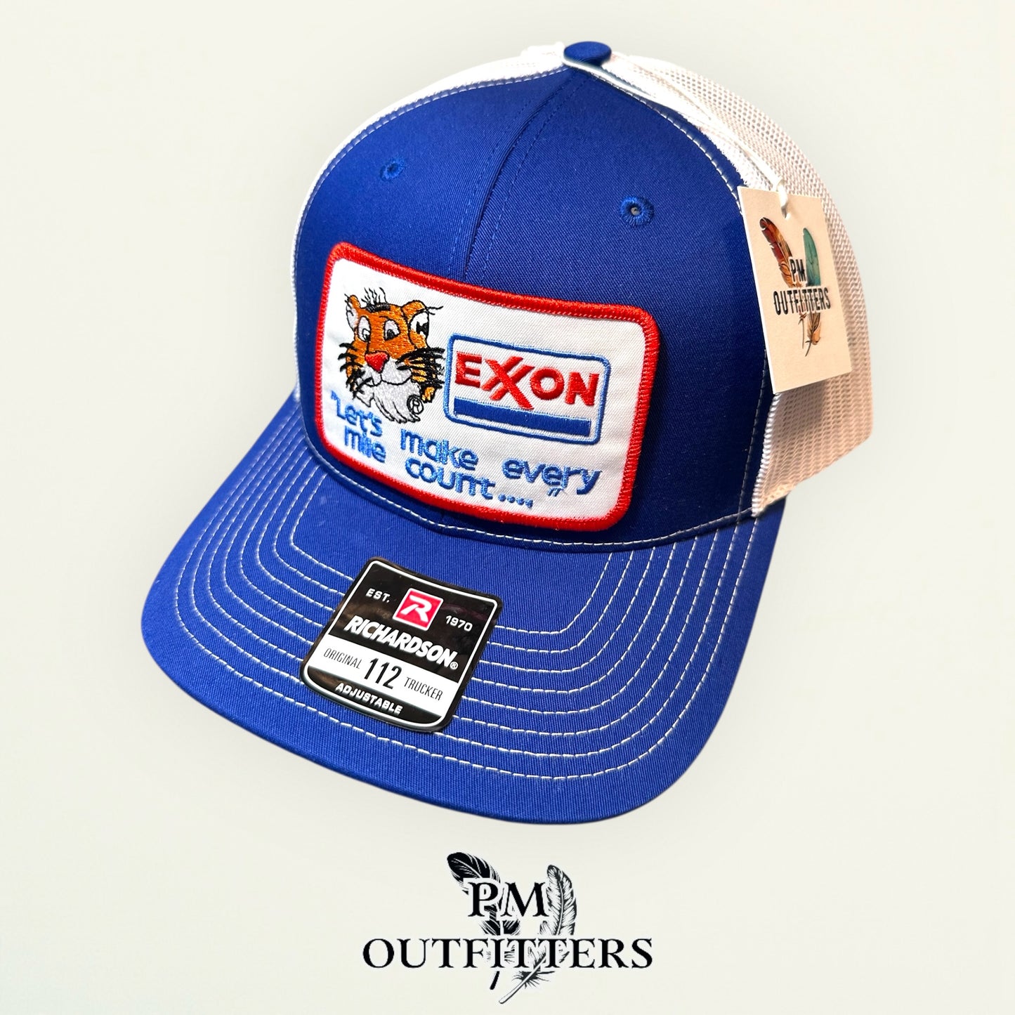 Exxon Tiger Trucker Hat - PM Outfitters Retro Patch | Richardson 112 Royal Blue White