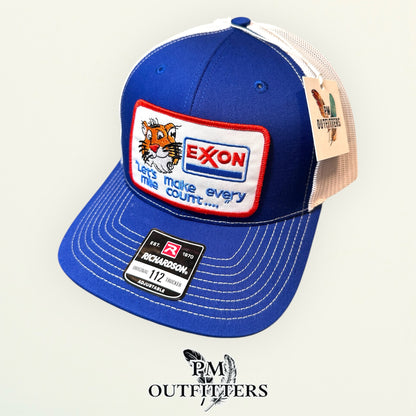 Exxon Tiger Trucker Hat - PM Outfitters Retro Patch | Richardson 112 Royal Blue White