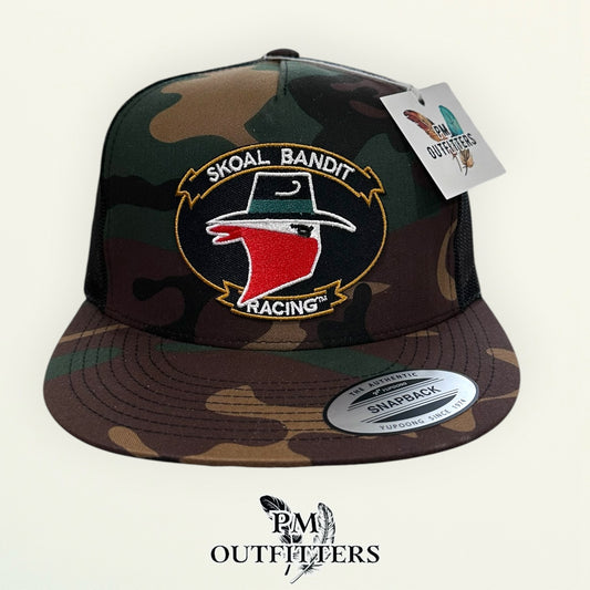 Skoal Bandit Racing Retro Patch Hat | YP Classics 6006 Camo & Black Flat Bill