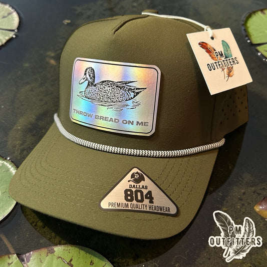 Throw Bread On Me Duck Hat  | PM Outfitters Holographic Laser Patch | Dallas 804 Olive Green Waterproof Rope