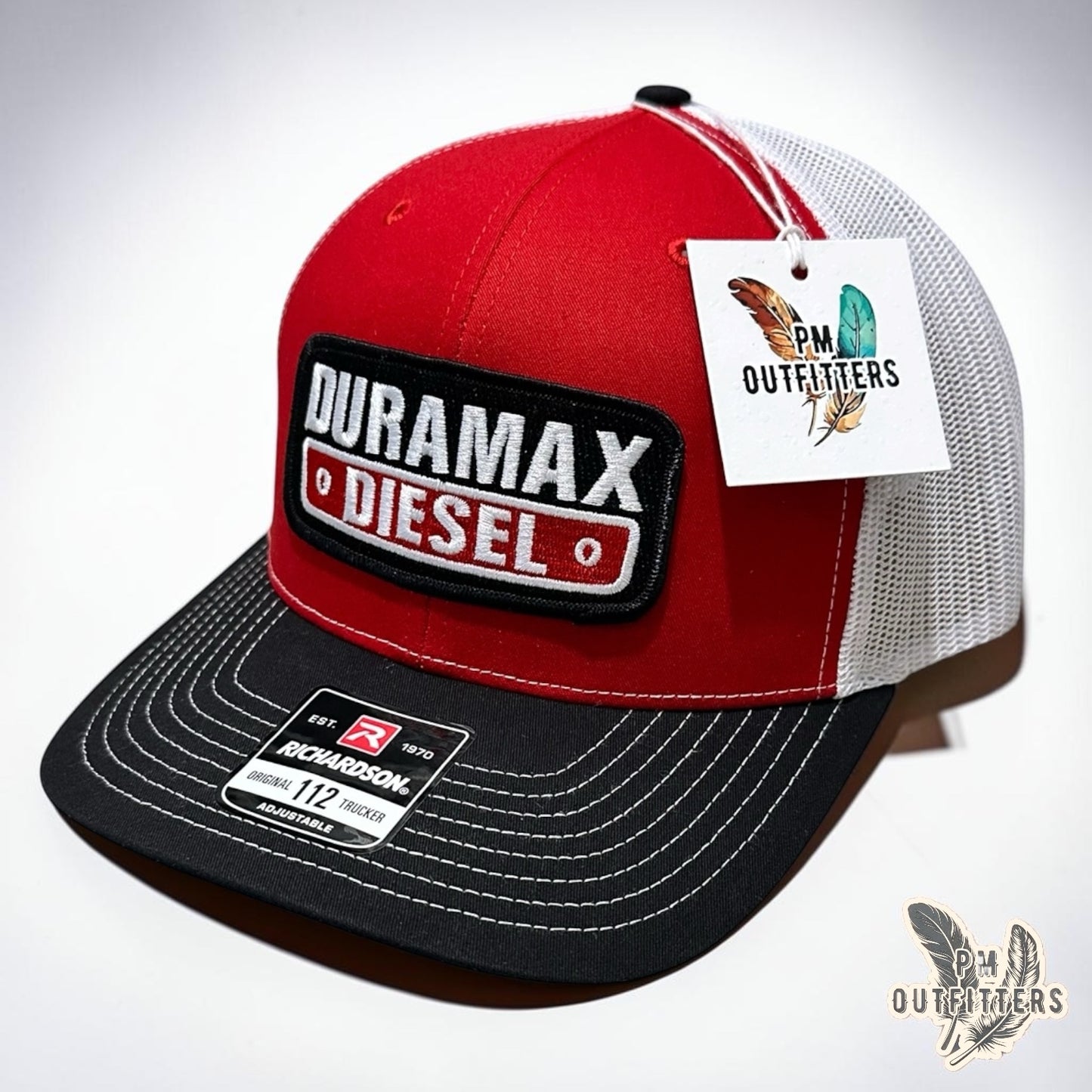 Duramax Diesel Trucker Hat – PM Outfitters Retro Patch | Richardson 112 Red Black White Diesel Truck Heritage