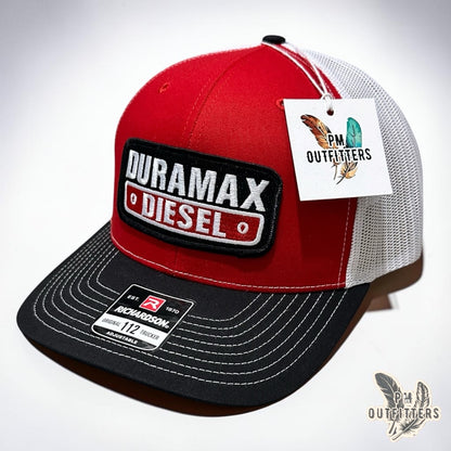 Duramax Diesel Trucker Hat – PM Outfitters Retro Patch | Richardson 112 Red Black White Diesel Truck Heritage