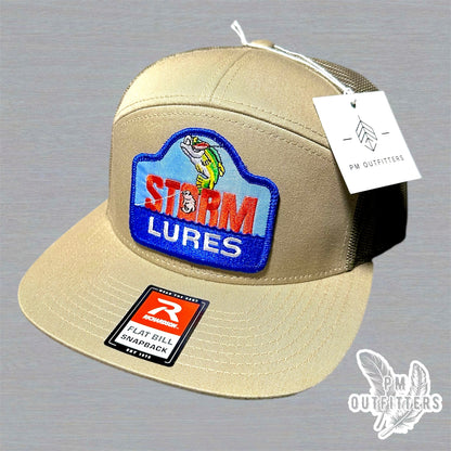 Khaki and Loden Richardson 168 Seven-Panel Trucker Hat with Storm Lures Embroidered Patch