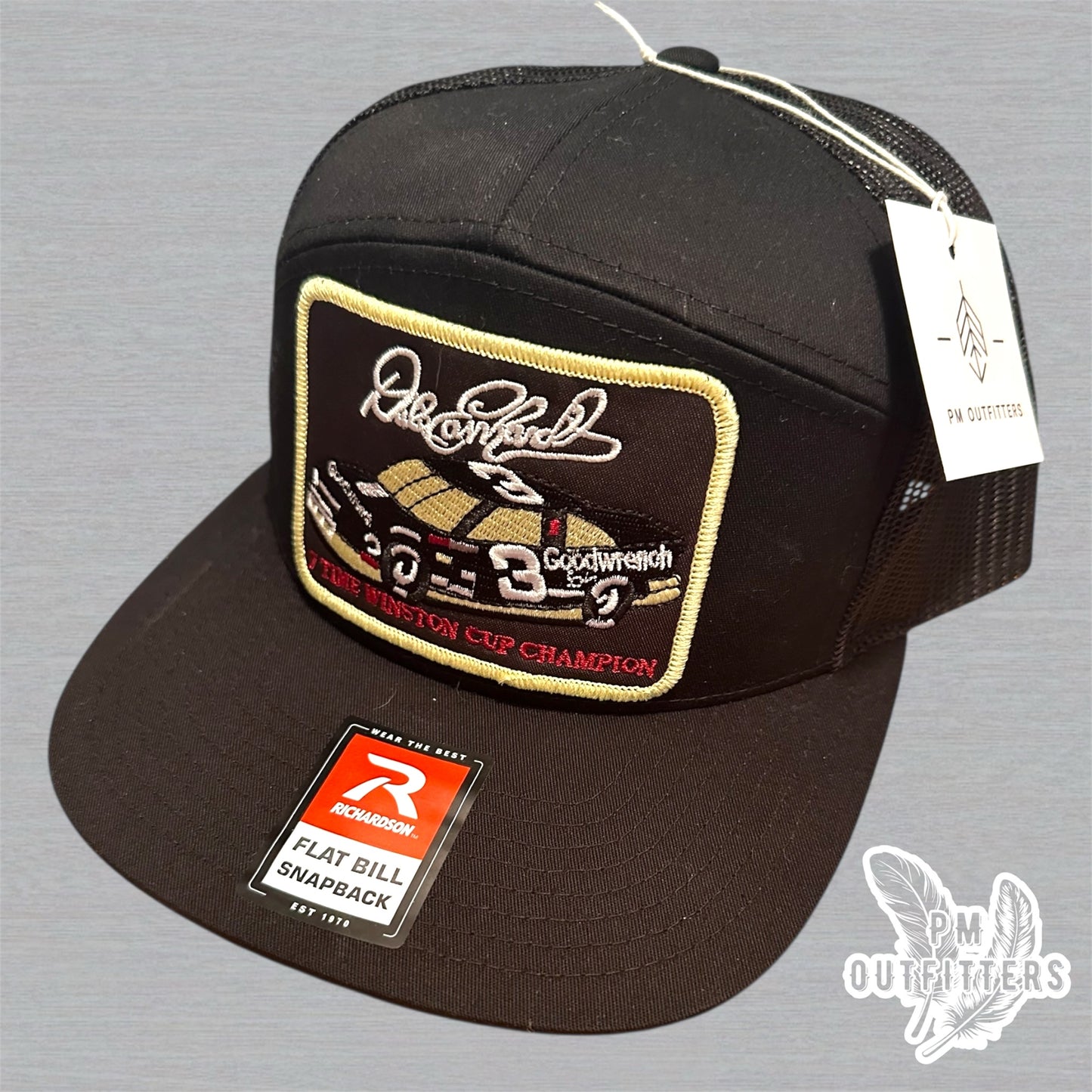 Dale Earnhardt 7 Time Winston Cup Champion Richardson 168 Trucker Hat - NASCAR Legend Black Snapback