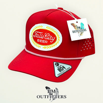 Falls City Beer Dallas 804 trucker hat interior tag detail