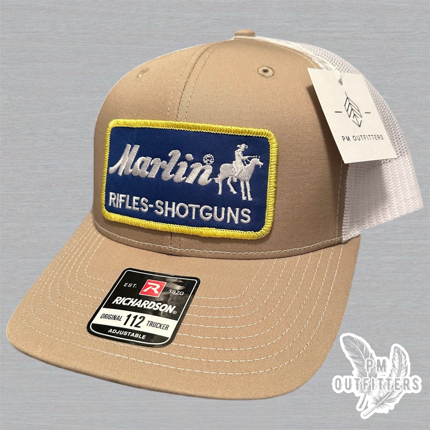 Vintage Marlin Rifles-Shotguns Trucker Hat - Khaki & White Richardson 112