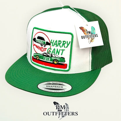 PM Outfitters Harry Gant Skoal Bandit Racing embroidered patch Yupoong 6006 green white trucker hat